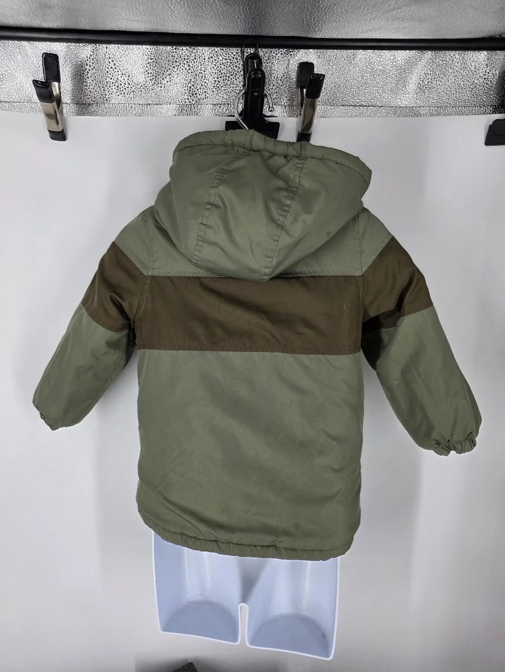 OshKosh B'gosh Toddler Boy 4T Colorblock Winter Jacket Sherpa Lined Olive Brown